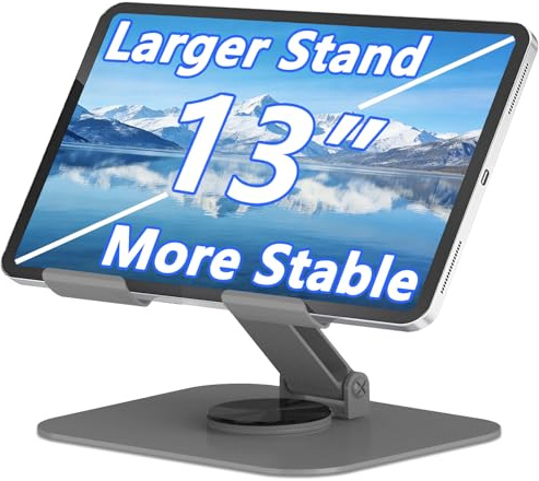TAPMEI Metal Tablet Stand Holder Adjustable for iPad Kindle Tab, Grey