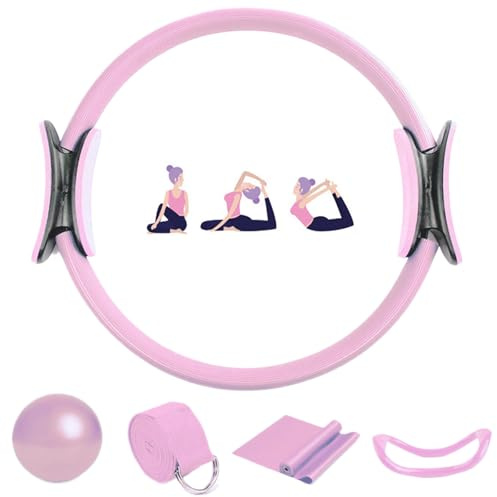 Pilates Ring Set, Yoga Ball Widerstandsring, Pilates-Mini-Ball und DREI Stoff-Widerstandsbänder im Lieferumfang enthalten für Bauch Beine Heimtraining und Studio-Workout