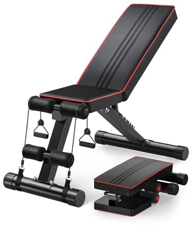 klappbare Hantelbank Multifunktion Training Fitness Bank Bauchtrainer Schrägbank mit 6-Fach Verstellbarer Rückenlehne/3-Fach verstellbarer Sitzkissen,Belastung 300kg