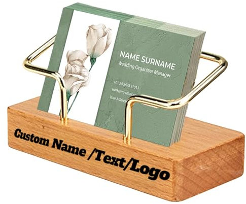 Personalisierter Visitenkartenhalter Aus Holz, Individuell Graviert, For Büro, Schreibtisch, Trauzeugen, Geschenk For Ihn, Vater, Freund, Männer, Frauen, Ihr Schreibtisch, Geburtstag(Beech double fram