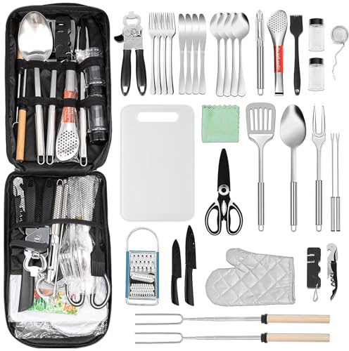 35 Stück Camping Kochutensilien Set, Camping Geschirr Set 4 Personen | Camping Geschirr Set 4 Personen Camping Küchenset Outdoor. Outdoor Wandern. Wohnmobil geschirr für Picknick, Outdoor