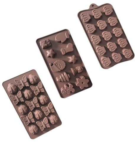 La chat 3 Packs Silicone Molds for Chocolate, Food Grade no-stick Baking, candy and butter Mold with different shape (3 packs chocolate molds)