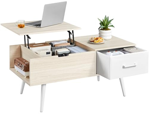Yaheetech Mesa de Centro Elevable 100x50x45-59cm con Almacenamiento