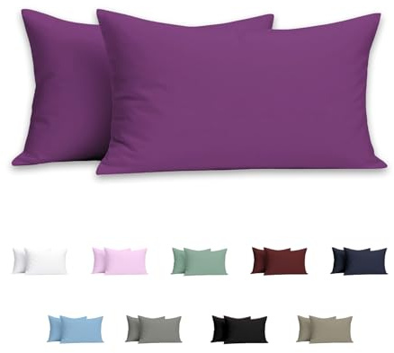 Meteorwi Home - Funda de Almohada 45x90cm con Cremallera - Microfibra Suave - Juego de 2 Fundas Almohada Transpirable, Resistentes a Las Bolitas y a la decoloración (Morado)