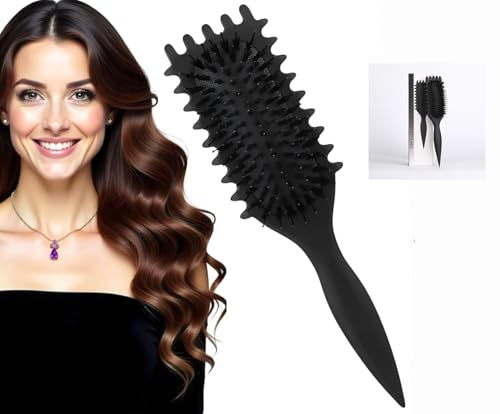 LENGAIJIN Curl Defining Brush, 1 PCS Curly Hair Brush, Brush for Curly Hair, for Combing and Shaping Men's and Women's Curls to Reduce Pulling(black)