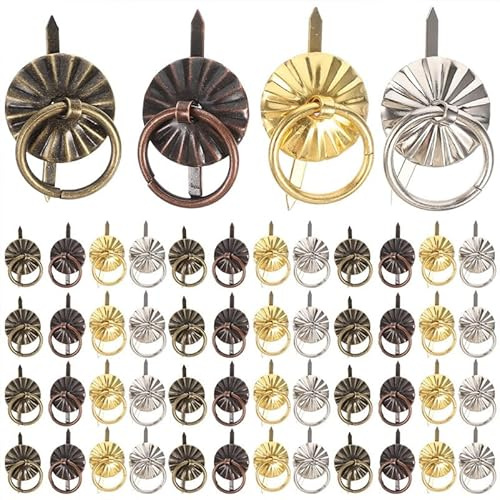 Housoutil 80 Stück Mini-Schubladengriffe Im Retro-Stil Runde Metallgriffe Mini Möbelgriffe Mit Ring Für Schränke Kleiderschränke Schmuckkästen Diy-Heimdekor