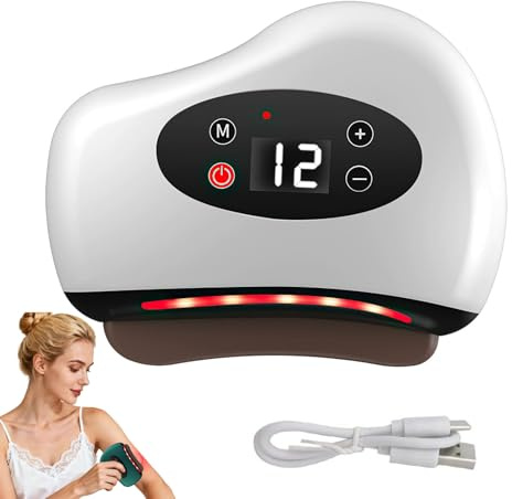 12 livelli di vibrazione per fascite plantare, raschietto USB per piedi, massaggiatore per pediluvio, strumento Gua Sha per il corpo con luce rossa riscaldata, per la cura muscolare di tutto il corpo