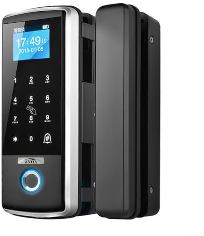 FACAIIO Verrou de porte en verre à empreintes digitales pour porte coulissante intelligente, entrée électronique par mot de passe avec carte et code PIN virtuel, pas de perçage nécessaire
