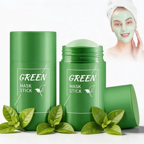 Green Tea Mask Stick for Face, 2 Pack Green Tea Deep Cleanse Mask, Blackhead Remover with Greens Teas Extract, Face Moisturizing, Oil Control, Pore Shrinking, Brightening for Men And Women