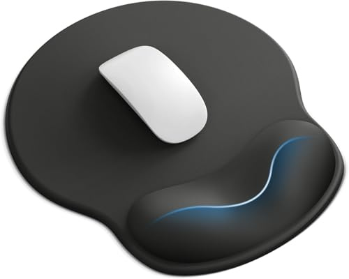 Tapis de souris ergonomique avec coussin en gel, tapis de souris avec repose-main, tapis de souris à base antidérapante avec coussin de support du poignet repose-main, tapis de souris durable et