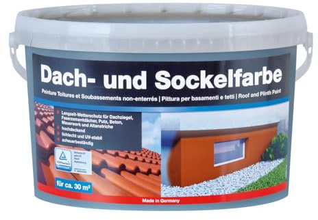 Baufan Dach- und Sockelfarbe Schiefer 5l | Scheuerbeständig | witterungsbeständig | lösungsmittelfrei und atmungsaktiv | wasserverdünnbar | für innen und außen