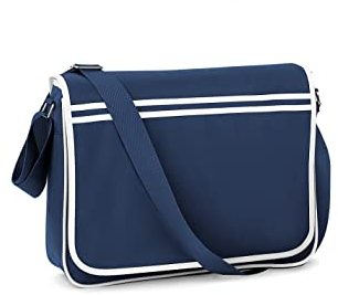 BagBase Retro Messenger, French Navy / White, 40 x 30 x 10 cm
