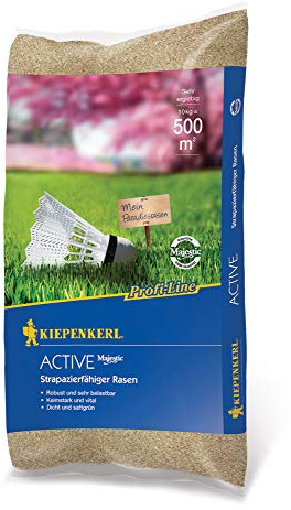 Kiepenkerl Profi-Line Active Strapazierfähiger Rasen, 10 kg, 661806 - Spiel- & Sportrasen, Rasensamen, schnellkeimend, Rasenteppich, robust & belastbar, ideal für Trockenrasen und Schattenrasen