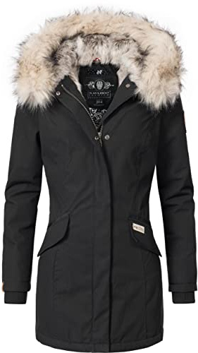 Navahoo Dam vinter kort kappa med huva, Cristal XS-XXL, svart, XXL
