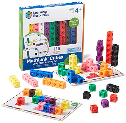 Learning Resources Early Math Mathlink Cube Activity Set, Assorted Colors, 115Piece, Ages 4+