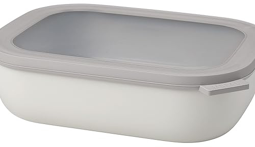 Mepal Multi Bowl Cirqula Rectangular - Mikrowellen Geschir - Geeignet als Luftdichte Aufbewahrungsbox für den Kühlschrank, Mikrowellengeschirr & als Frischhaltedosen - 2000 ml - Nordic white