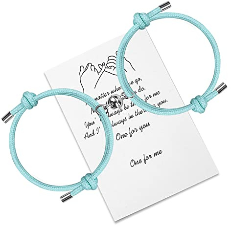 free-space Braccialetto magnetico di attrazione reciproca con corda luminosa, bracciale regolabile per coppia, per fidanzato, fidanzata, sua, donna, uomo, amante di lui, la sua amicizia (Light blue)