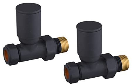 Keenware Radiator Valves, Brass, Anthracite Grey, Std