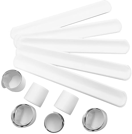 Pulseras de Bofetadas Blancas,12 Piezas Bandas de Bofetadas en Blanco DIY Slap Bracelets Pulseras Pulsera Bofetada Fiesta para Niños Pulseras Pinturas Artesanías