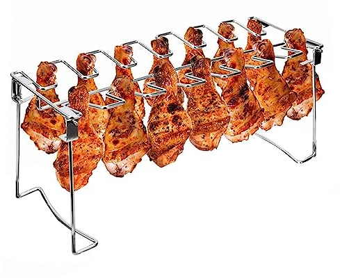Triceratops 2 Packs Grill Rack, Chicken Leg and Wing Rack, 14 Slots BBQ Chicken Drumsticks Holder Stainless Steel Roaster Stand for Smoker Grill, Oven, Charcoal Grill