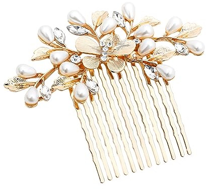 ZBJBinCH Bridal Hair Comb, The Latest Style Bridal Hair Accessories Is A Wedding Necessities, Pearl Hair Accessories for The Bride and Her Bridesmaids (Gold)