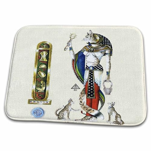 3dRose Bathroom Bath Rug Mat - Bast Egyptian Cat Goddess Pagan Art Badhead Gadroon Mythology