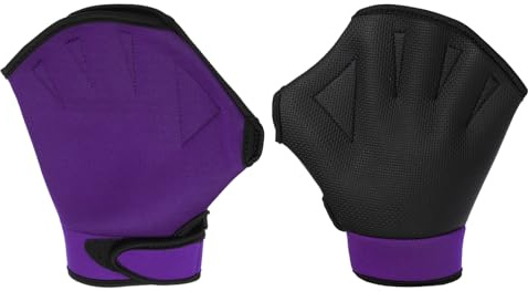 PATIKIL Guantes De Natación Palmeados, 1 Par De Guantes Acuáticos para Fitness con Resistencia Al Agua para Mujeres Y Hombres, Natación, Buceo, Morado/Negro, S
