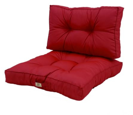 deco arts Coussins pour Salon de Jardin - Coussins extérieur - 50x50 cm - Coussin de Remplacement pour Fauteuil, Banc & Chaise d'extérieur - Imperméable, Confortable & capitonné - Rouge