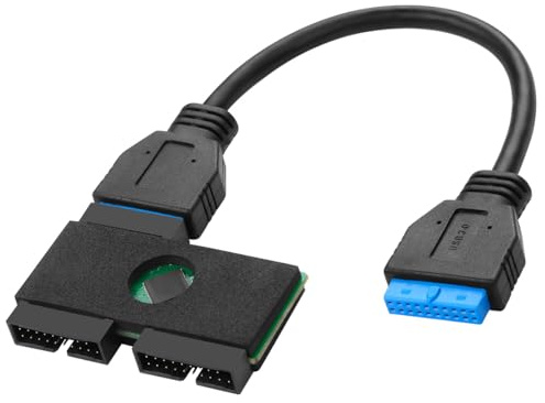 VOANZO Cavo di Estensione HUB USB 3.0 da 20 Pin a 2 x 19 Pin per Scheda Madre per Personal Computer