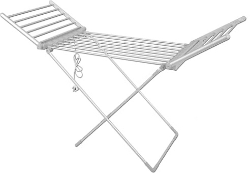 Herzberg, snabbtorkande elektrisk klädtork, 20 värmerör, vikbar vingförlängning, robust och hållbar, halkfria fötter, 15 kg kapacitet, kompakt storlek, vit färg