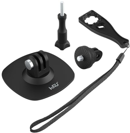 HSU Soporte Adhesivo para Go Pro, Soporte de Casco Flexible para Insta360, Kit de Accesorios para Cámaras de Acción (3 en 1)