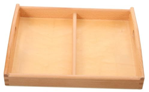 MUCKLILY Vassoio in Legno di Faggio con Manici Educativo e Multifunzionale per Ragazzo Ragazza Ragazza Doppia Sezione per Gioco Arte e Organizzazione per Asilo e Piccoli Snack