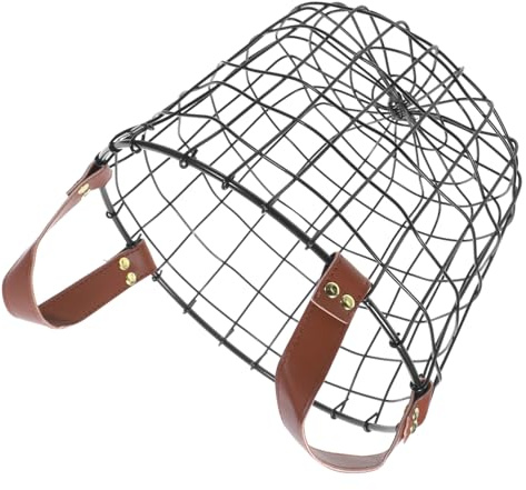 Garneck Firewood Storage Basket Black Strong and Sturdy with Handle Large Capacity round Iron and Leather Wire Basket Logging Carrier for Indoor and Outdoor Use