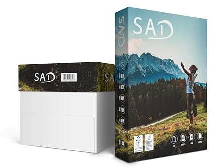 SAD Druckerpapier DIN A4 2500 Blatt, 80 g/m², Hochweiß CIE 161, Großpackung Universalpapier passend für alle Drucker, Premium Kopierpapier, FSC-zertifziert