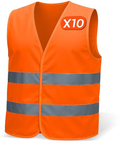 warnwesten auto 4er & 10er für Herren & Damen – Entspricht EN ISO 20471 & EN ISO 13688 – Reflektierende Streifen, leicht & atmungsaktiv – Ideal für Bauarbeiten, fahrrad warnweste, motorrad warnweste
