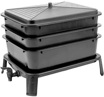 HSHBGS Kit Compostiera per Esterni, Bidone per Compostaggio in Plastica 40L, Compostera per Vermi Grande, Compostiera Neri per Uso Domestico e in Giardino, Facile da Montare