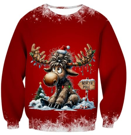 Weihnachtspullover Herren Weihnachts Pärchen Ugly Jumper Lustig Weihnachten Pullover Männer Weihnachtsoutfit Christmas Sweater Xmas Baumwolle Weihnachtspulli Strick Hässlich Strickpullover Norweger