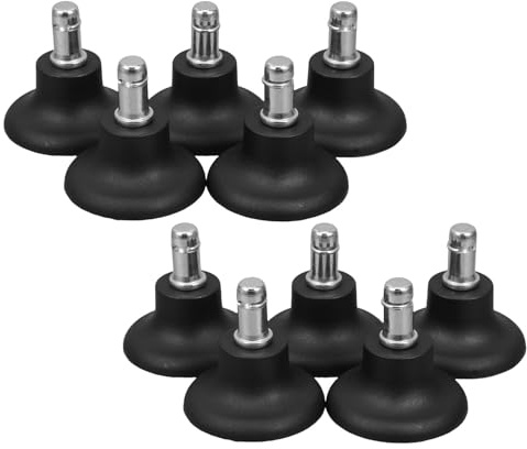 JEWEDECO 10pcs Black Pu Stationary Chair Feet for Office and Gaming Chairs Universal Replacement Floor Safe Non-slip Casters for Carpet and Hardwood Floors
