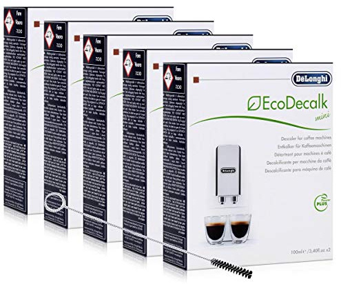 5x Entkalker Delonghi EcoDecalk Mini Power Plus mit Reinigungsbürste für Kaffeevollautomaten