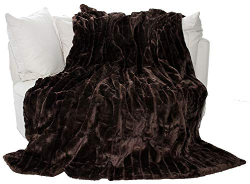 Brandsseller Felldecke 180 x 220 cm Hochwertige Kuscheldecke Sofa Decke Wohndecke Tagesdecke Flauschiges Kunstfell Braun