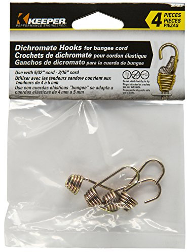 Keeper 06462 Dichromate Bungee-Haken für Schnurgröße 0,6 cm - 5/16 Zoll, 4 Stück