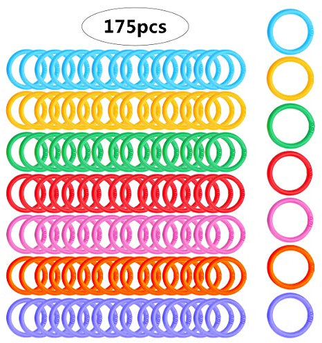 Haploon 175 Stück 2,8 cm große Kunststoff-Binder-Clips, lose Blätterringe, mehrfarbig, lose Blätter, Buchringe für Schule/Büro, Muster und Dokumentenorganisation (7 Farben)