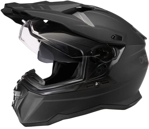 O'NEAL | Casco Enduro Touring Adventure Street | Buen Ajuste, Pinlock y Bluetooth, Visor Solar Integrado | Casco D-SRS Solid V.22 | Adulto | Negro | Talla S