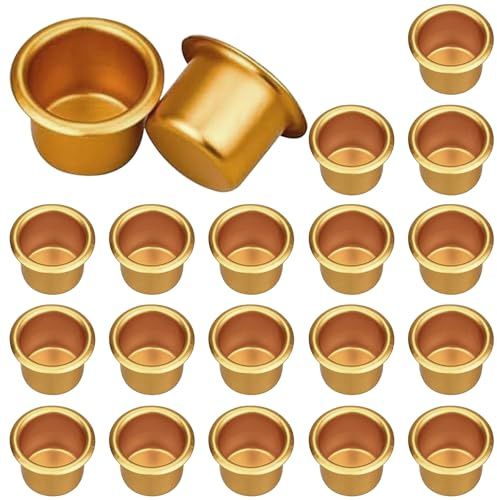 Dtoterul Kerzeneinsatz 20 Stück Mini Kerzeneinsatz Metall Gold Kerzeneinsatze Kerzentülle Kerzenhalter aus Metall Kerzenhalter Deko Kerzenständer für Stabkerzen