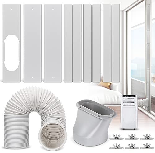 Kxuhivc Kit de ventilación portátil para ventanas de aire acondicionado, sello de ventana ajustable con diámetro de 5.9 pulgadas, manguera de escape de 78.7 pulgadas de longitud para unidad de aire