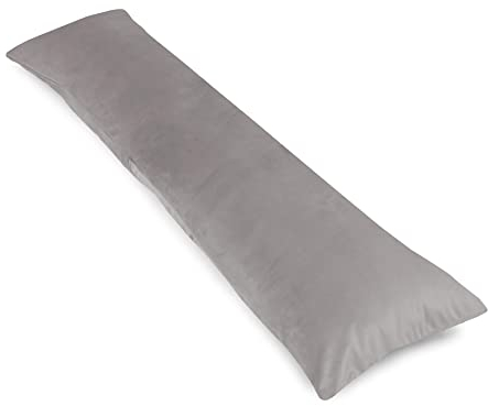 Totsy Baby Seitenschläferkissen mit Bezug Velvet 40 x 145 cm - Komfortkissen Schlafkissen Seitenschläfer Body Pillow Seitenschlafkissen Gräulich