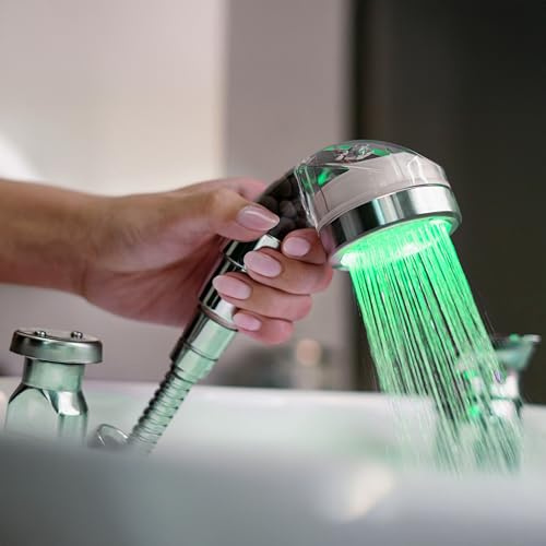 Socila Professional LED Sprayer Head 2.5 Inch Auto Color Changing, Rainfall High Pressure, And Water Filtration For Salon Sink Replacement Part (Only Sprayer Head)