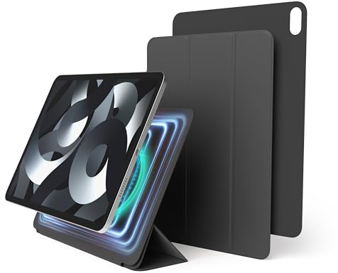 elago Magnetische Folio-Hülle für iPad A16, 10. Generation [10,9] | Kompatibel mit Apple Pencil, magnetische Rückseite, schlankes Design (Dunkelgrau)