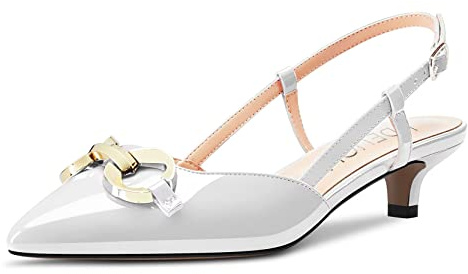 HDEUOLM Femmes Bas Kitten Talon Heel Pointu Bout Sandales Slip-on Lanières Cheville Escarpins Mariage Party Cute 3.5 CM Heels Chaussures