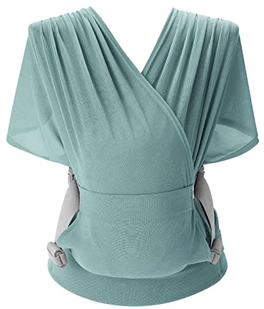 SONARIN Atmungsaktive Baby Tragetuch,Ergonomische Dehnbar Babytragetücher Babytrage Leichte Tragbare Baby Tragesystem Tragetuch Sling für Neugeborene Kleinkinder bis zu 15KG(Grün)